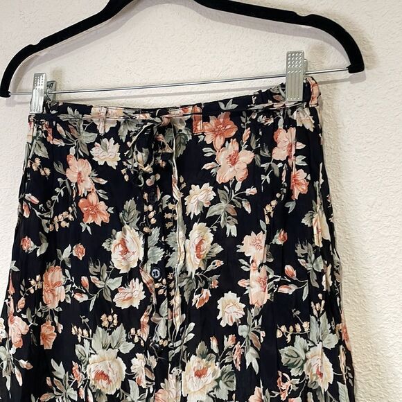 Vintage floral maxi button down tie waist skirt size M - Picture 3 of 7